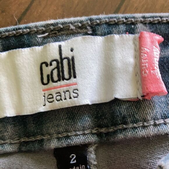 Cabi Size 2 Curvy Skinny Blue Tie Dye Mid Rise Jeans - Picture 7 of 7